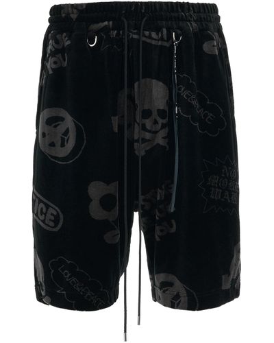 Mastermind Japan All Over Velour Shorts, , 100% Cotton, Size: Medium - Black