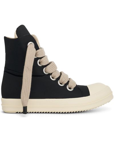 Rick Owens Jumbo Lace High Puffer Sneakers, /Pearl/Milk, 100% Rubber - Black