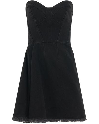 Alexander McQueen Mini Bustier Denim Dress, , 100% Cotton - Black