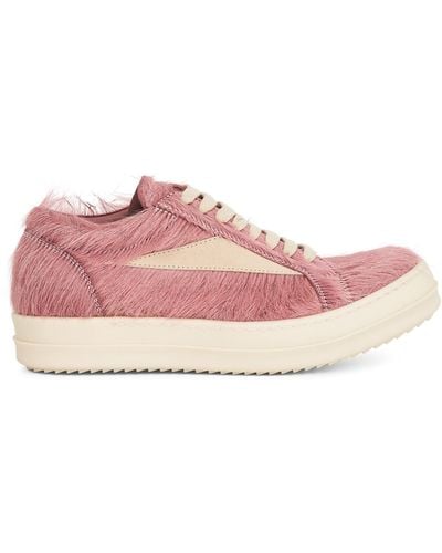 Rick Owens Vintage Fur Sneakers, Dusty/Milk, 100% Calf Leather - Pink