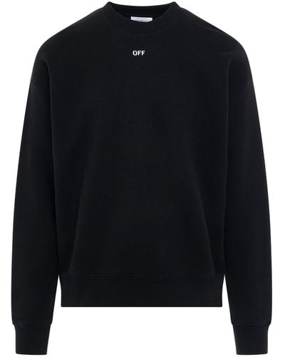 Off-White c/o Virgil Abloh Off- Off Stamp Skate Fit Sweatshirt, Long Sleeves, , 100% Cotton, Size: Medium - Black