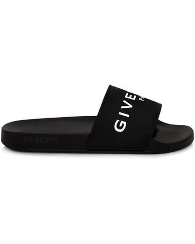 Givenchy Logo Flat Sandal With Raised Logo, , 100% Polyurethane - Black