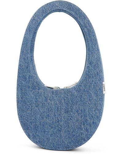 Coperni Denim Mini Swipe Bag, Washed, 100% Denim - Blue