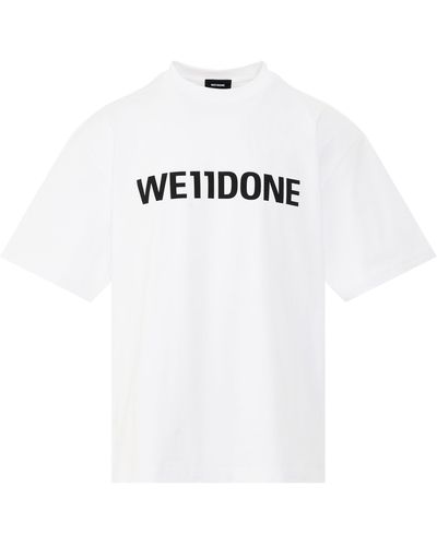 we11done Basic Logo Large T-Shirt, Round Neck, Short Sleeves, , 100% Cotton - White