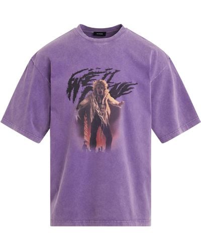 we11done 'Vintage Horror Print T-Shirt, , 100% Cotton, Size: Small - Purple
