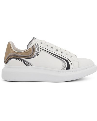 Alexander McQueen Larry Oversized Football Sneakers, /Vanilla, 100% Leather - White