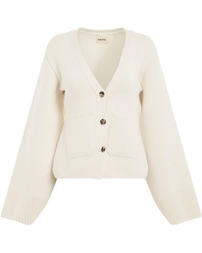 Khaite Scarlet Cardigan, Long Sleeves, , 100% Cashmere - White
