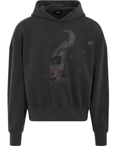 we11done 'Teddy Bear Print Hoodie, Long Sleeves, , 100% Cotton, Size: Small - Black