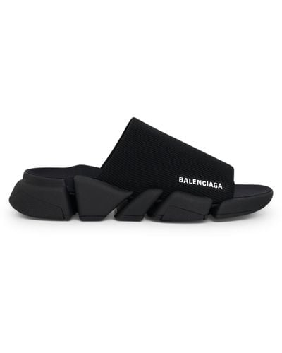 Balenciaga Speed 2.0 Recycled Knit Slide Sandals, , 100% Rubber - Black