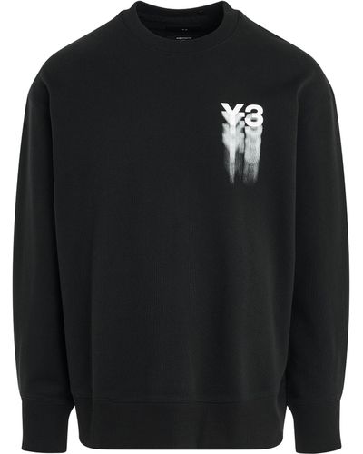 Y-3 Blurry Logo Sweatshirt, Long Sleeves, , 100% Organic Cotton, Size: Medium - Black