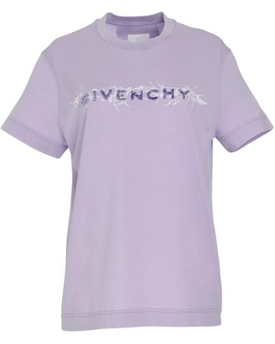 Givenchy Logo Barbed Wire T-Shirt, , 100% Cotton, Size: Medium - Purple