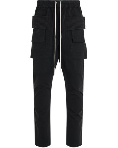 Rick Owens 'Creatch Cargo Cropped Drawstring Pants, , 100% Cotton, Size: Small - Black