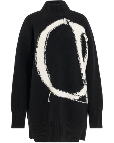 Off-White c/o Virgil Abloh Off- Ow Maxi Logo Turtleneck Knitwear, , 100% Wool - Black