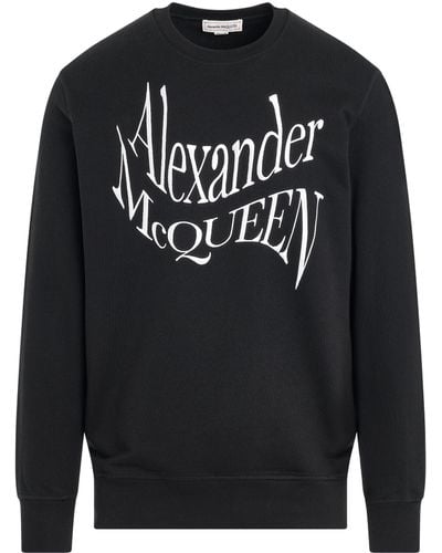 Alexander McQueen 'Warped Logo Sweatshirt, Long Sleeves, , 100% Cotton, Size: Small - Black
