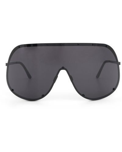 Rick Owens Oversized Shield Sunglasses In Black - Grey