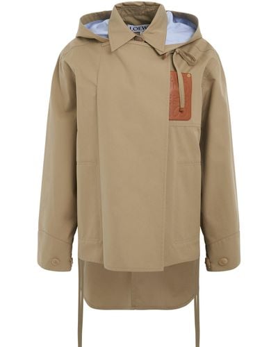 Loewe Military Hooded Parka, Long Sleeves, , 100% Leather - Natural