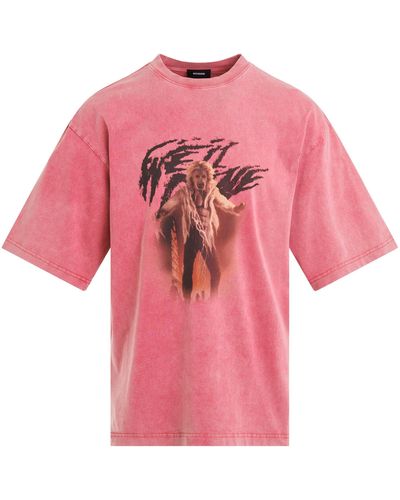 we11done 'Vintage Horror Print T-Shirt, Short Sleeves, , 100% Cotton, Size: Small - Pink