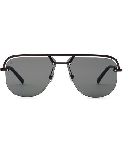 Hublot Black Matte Aviator Sunglasses With Solid Smoke Lens
