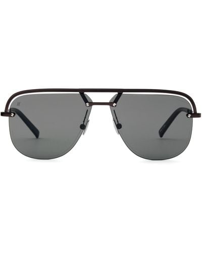 Hublot Matte Aviator Sunglasses With Solid Smoke Lens - Grey