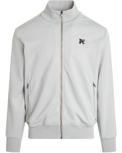 Palm Angels 'Monogram Track Jacket, Long Sleeves, Light, 100% Polyester, Size: Small - Grey