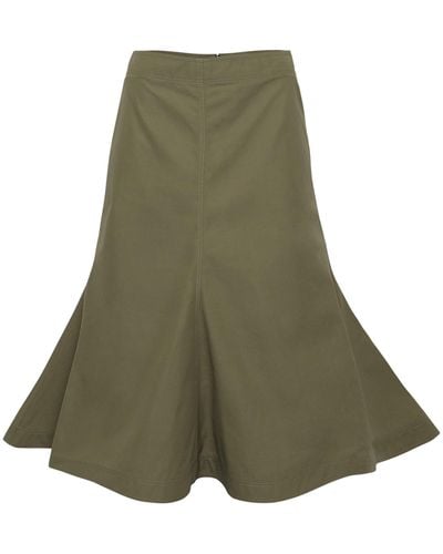 Loewe Midi Skirt In Khaki Green