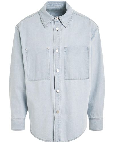 WOOYOUNGMI Denim Logo Print Shirt, , 100% Cotton - Blue