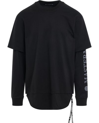 Mastermind Japan Layered Long Sleeve T-Shirt, Round Neck, , 100% Cotton, Size: Medium - Black