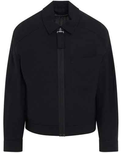 Jacquemus Le Blouson Linu Jacket, Long Sleeves, , 100% Viscose - Black