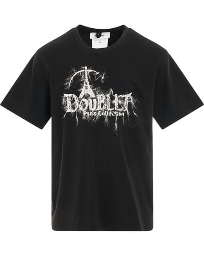 Doublet ' "Doubland" Embroidery T-Shirt, Short Sleeves, , 100% Cotton, Size: Small - Black