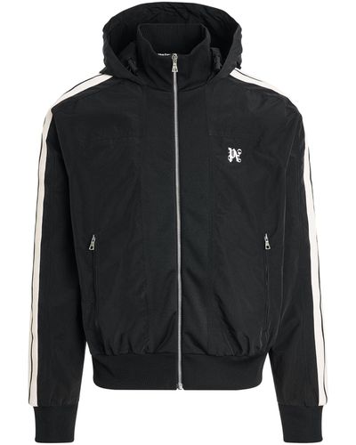 Palm Angels 'Monogram Nylon Track Jacket, /Off, 100% Polyester, Size: Small - Black