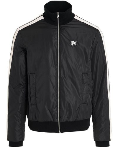 Palm Angels 'Monogram Padded Track Jacket, Long Sleeves, /Off, 100% Polyamide, Size: Small - Black