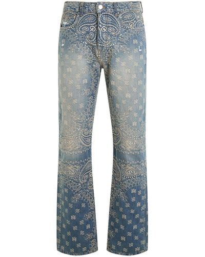 Amiri Bandana Jacquard Straight Jeans, Crafted, 100% Cotton - Blue