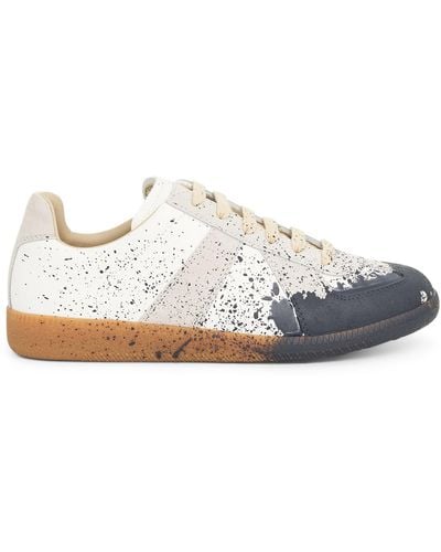 Maison Margiela Replica Paint Splatter Sneakers, /Pewter, 100% Cotton - White