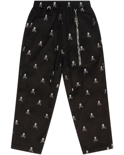 Mastermind Japan Skull Embroidered Tapered Trousers, , 100% Cotton, Size: Medium - Black