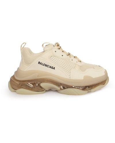 Balenciaga Triple S Clear Sole Sneakers, , 100% Polyester - Natural