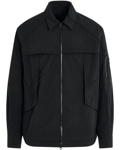 Juun.J Nylon Military Detail Zip-Up Shirts, Long Sleeves, , 100% Nylon - Black