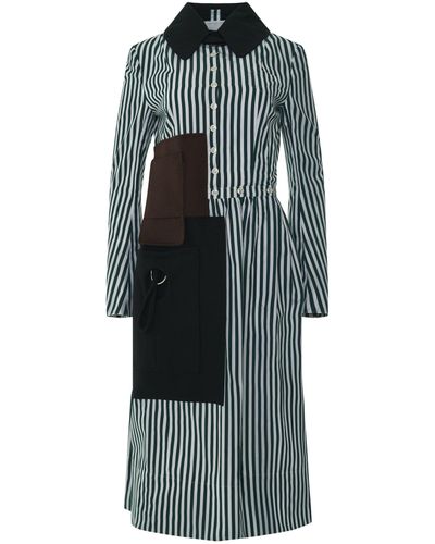Maison Margiela Long Stripe Shirt Dress, Long Sleeves, /, 100% Cotton - Blue