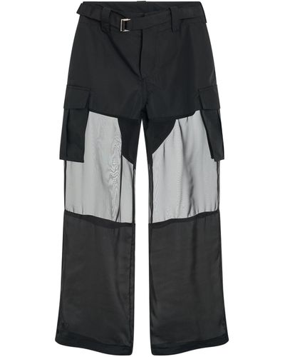 Sacai Fabric Combo Trousers, , 100% Cotton - Black