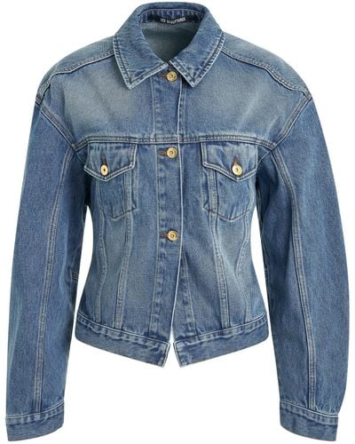 Jacquemus La Vest Denimes Jacket, Long Sleeves, /Tabac, 100% Cotton - Blue