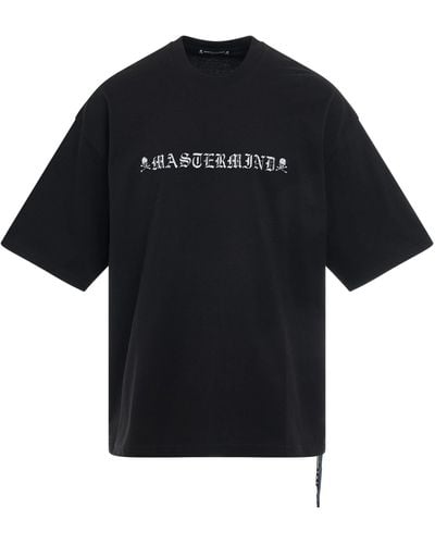 Mastermind Japan 'Rubbed Logo Boxy Fit T-Shirt, Round Neck, Short Sleeves, , 100% Cotton, Size: Small - Black