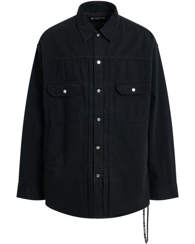 Mastermind Japan Long Sleeve Denim Shirt, , 100% Cotton, Size: Medium - Black