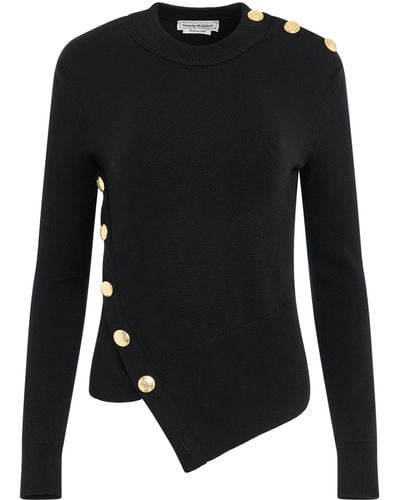 Alexander McQueen 'Drop Hem Knit Sweater, Long Sleeves, , Size: Small - Black