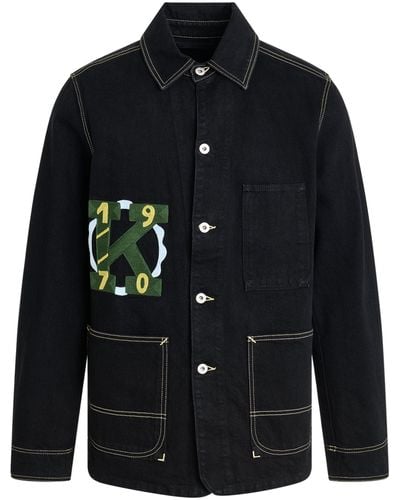 KENZO 'Drawn Varsity Work Jacket, , 100% Cotton, Size: Small - Black