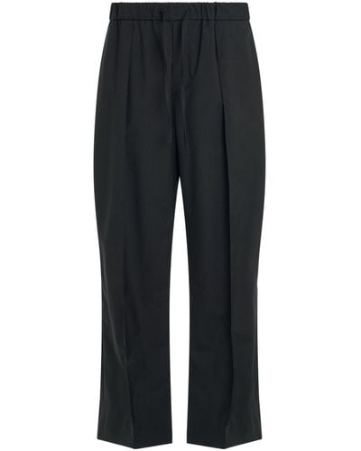 WOOYOUNGMI Wool Relaxed Fit Trousers, , 100% Wool - Black