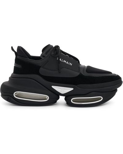Balmain B-bold Neoprene & Calfskin Sneaker In Black