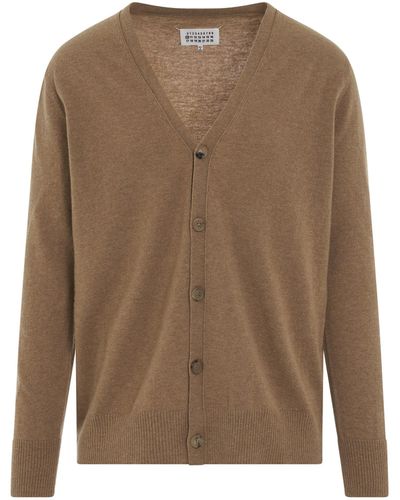 Maison Margiela 'Classic V-Neck Cardigan, Long Sleeves, , 100% Fabric, Size: Small - Brown