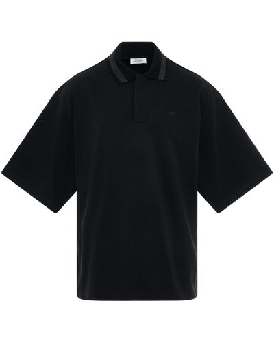 Off-White c/o Virgil Abloh Embroidered Extra Wide Polo Shirt In Black