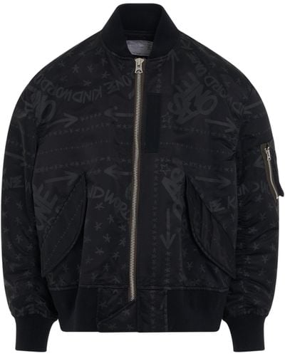 Sacai Eric Haze Bandana Print Blouson Bomber Jacket, Long Sleeves, , 100% Cupro - Black