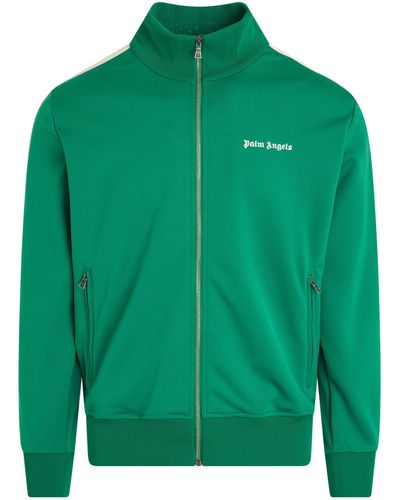 Palm Angels 'Classic Logo Track Jacket, Long Sleeves, /Off, 100% Polyester, Size: Small - Green