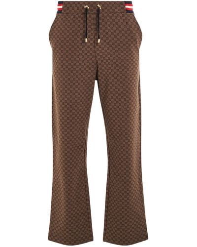Balmain 'Monogram Jacquard Pajama Pants, , 100% Cotton, Size: Small - Brown